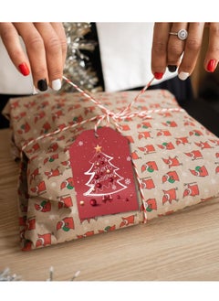 Generic 120 Pcs Christmas Gift Tags, labels Hanging Tag Label  DIY Decorations Present Wrapping, with 20m / 66ft Ribbons, Gift Decoration, 12 Styles  - Image 3