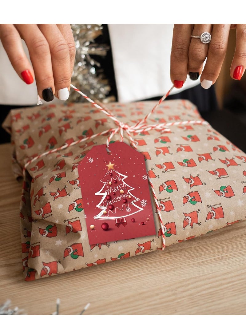 120 Pcs Christmas Gift Tags, labels Hanging Tag Label  DIY Decorations Present Wrapping, with 20m / 66ft Ribbons, Gift Decoration, 12 Styles - Image 3