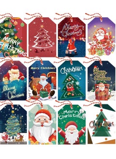 Generic 120 Pcs Christmas Gift Tags, labels Hanging Tag Label  DIY Decorations Present Wrapping, with 20m / 66ft Ribbons, Gift Decoration, 12 Styles  - Image 1
