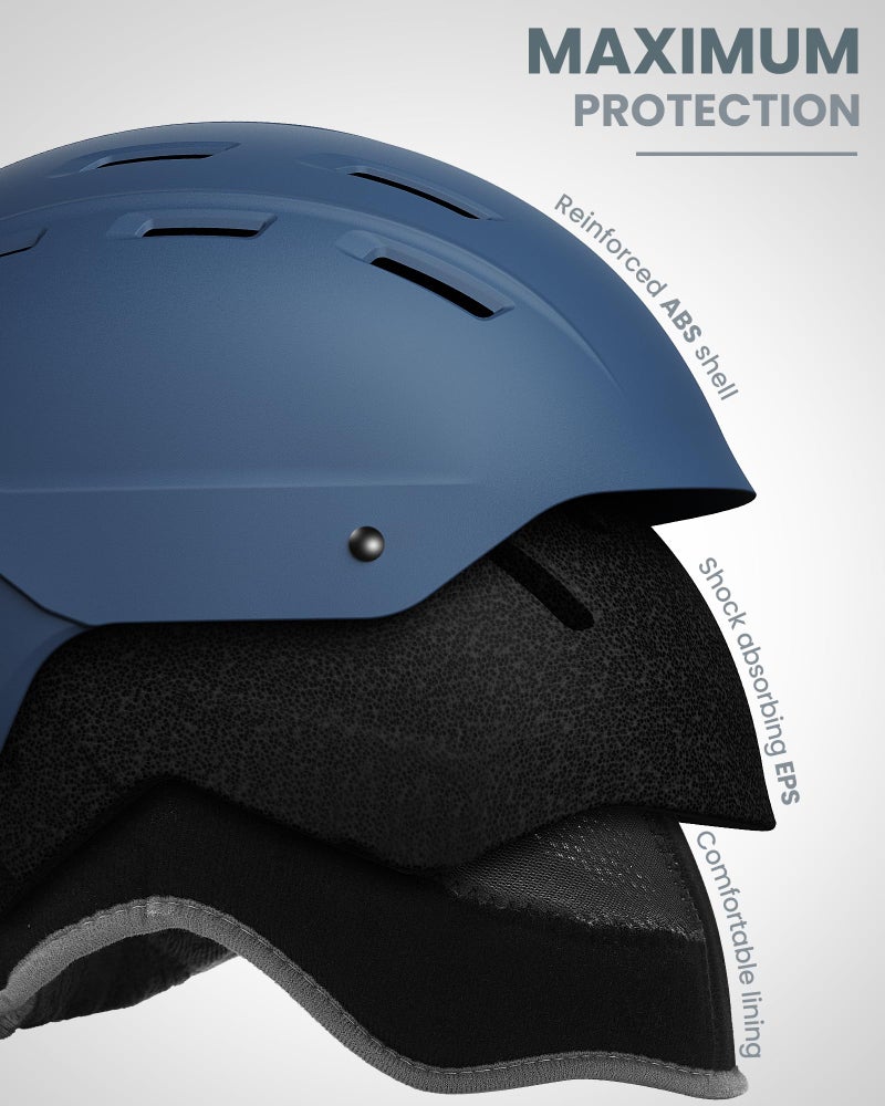 OutdoorMaster Snowboard Helmet with Ski Goggles,Ski Helmet and 2-in-1 Visor Detachable Goggles Set,Protective EPS Foam & 14 Cooling Vents -Snow Helmets for Men,Women & Youth - Image 3