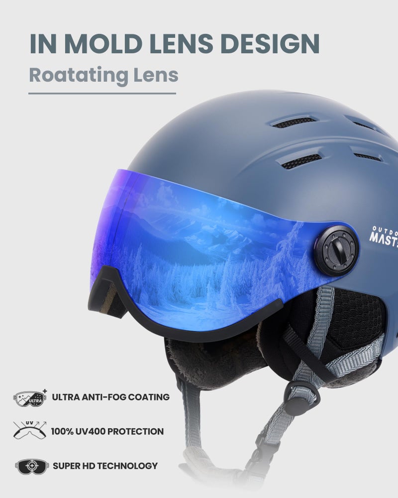 OutdoorMaster Snowboard Helmet with Ski Goggles,Ski Helmet and 2-in-1 Visor Detachable Goggles Set,Protective EPS Foam & 14 Cooling Vents -Snow Helmets for Men,Women & Youth - Image 2