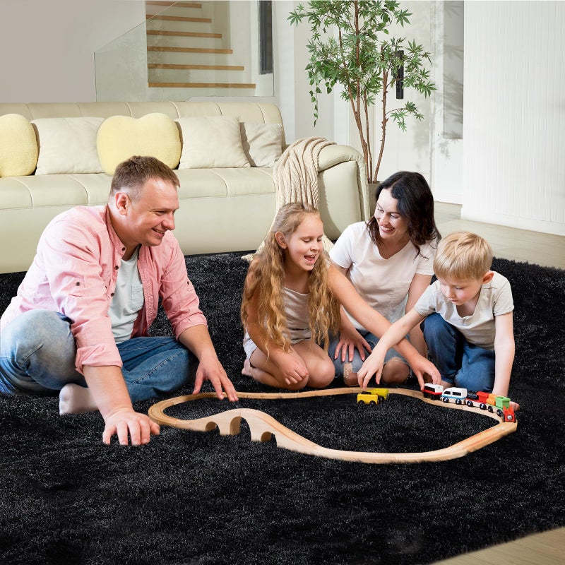 Fairblink 5X8 Ultra Soft Rug for Living Room, Fluffy Shag Area Rug for Bedroom, Modern Shaggy Carpets Fuzzy Rug for Teens Dorm Nursery Home Decor Aesthetic, Upgrade Anti-Skid Durable, Black - Image 2