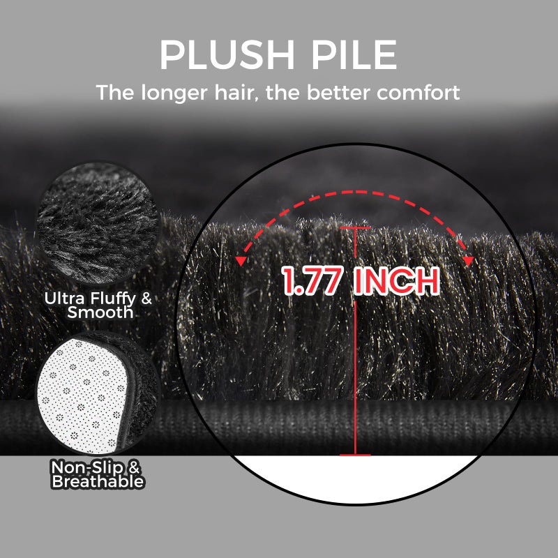 Fairblink 5X8 Ultra Soft Rug for Living Room, Fluffy Shag Area Rug for Bedroom, Modern Shaggy Carpets Fuzzy Rug for Teens Dorm Nursery Home Decor Aesthetic, Upgrade Anti-Skid Durable, Black - Image 5