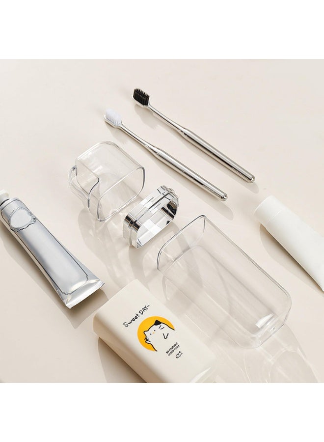 3 in 1 Portable Toothbrush Holder, Toothpaste Case for Family Travel, Cute Organizer for Camping Business Trip Bathroom, Cat Pattern - Image 2