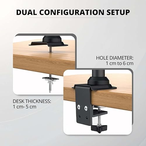 Robustt Computer PC Monitor LED TV Desk Mount Stand with Articulating Center Arm Joint | for 15" to 33" Screens Full Motion Mount | Height Adjustable | Gaming Screen - Pack of 1 - Image 3