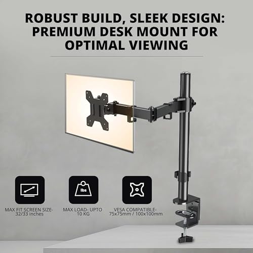 Robustt Computer PC Monitor LED TV Desk Mount Stand with Articulating Center Arm Joint | for 15" to 33" Screens Full Motion Mount | Height Adjustable | Gaming Screen - Pack of 1 - Image 5