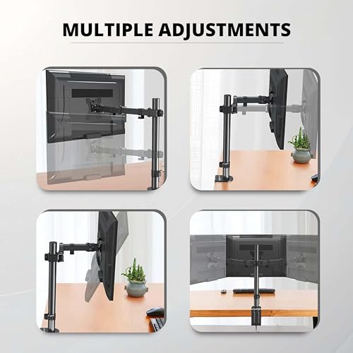Robustt Computer PC Monitor LED TV Desk Mount Stand with Articulating Center Arm Joint | for 15" to 33" Screens Full Motion Mount | Height Adjustable | Gaming Screen - Pack of 1 - Image 4