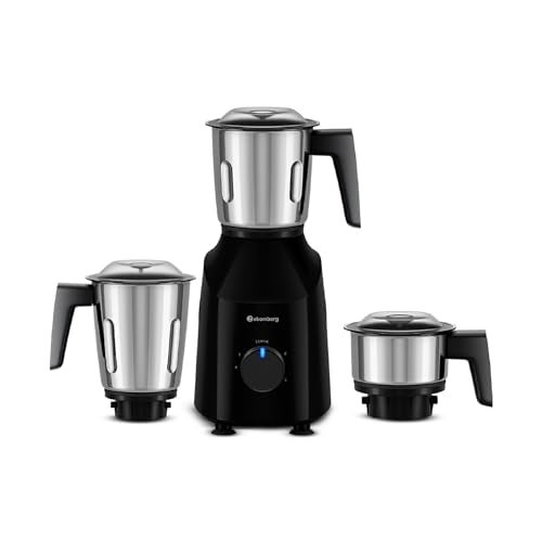 Atomberg Xiana 750 Watt Mixer Grinder | 3 Multipurpose Stainless Steel Jars | Coarse Mode for Silbatta-like Textures | Powerful Intelligent Motor | Easy Fault LED Indication | Gloss Black - Image 1
