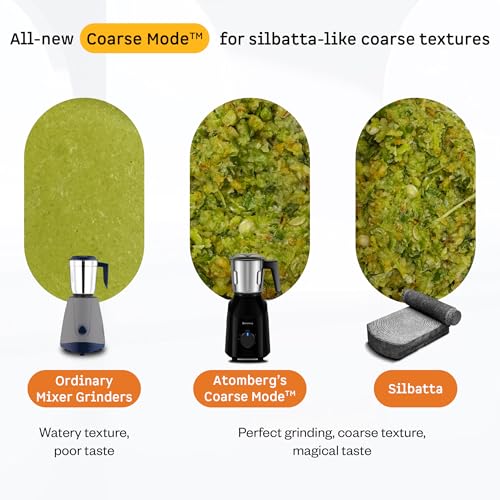 Atomberg Xiana 750 Watt Mixer Grinder | 3 Multipurpose Stainless Steel Jars | Coarse Mode for Silbatta-like Textures | Powerful Intelligent Motor | Easy Fault LED Indication | Gloss Black - Image 3
