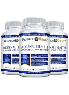 research verified Research Verified Adrenal Support - 180 Capsules - Support Adrenal Gland Function, Boost Energy, Balance Cortisol - Mushrooms, B Vitamins, Bioflavonoids, BioPerine  - Image 1