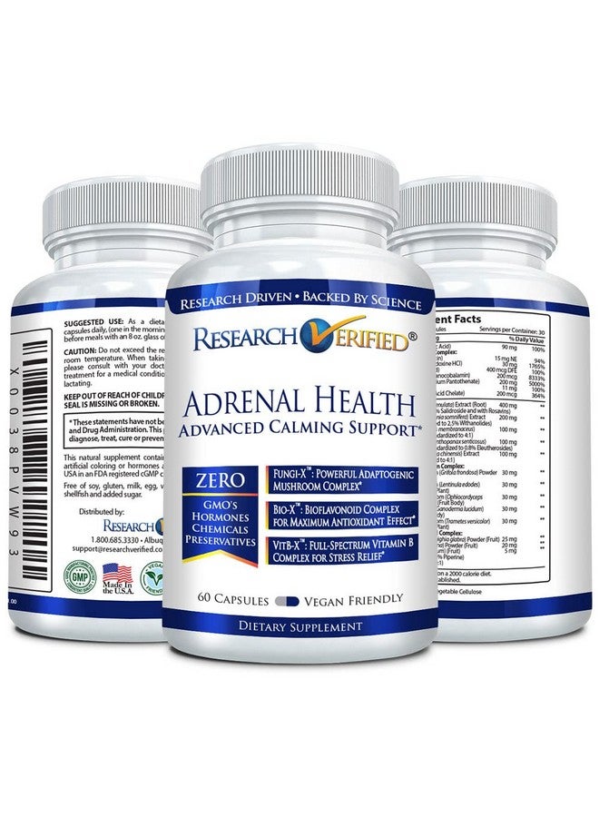 Research Verified Adrenal Support - 180 Capsules - Support Adrenal Gland Function, Boost Energy, Balance Cortisol - Mushrooms, B Vitamins, Bioflavonoids, BioPerine - Image 2