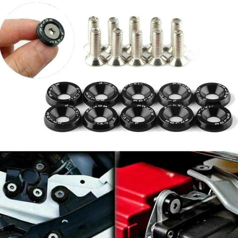 Tempsnow 20Pcs/Set Bumper Fender Washers Engine Bay Dress Up Bolts Fasteners M6 JDM Fender Washer Kit-Black - Image 4