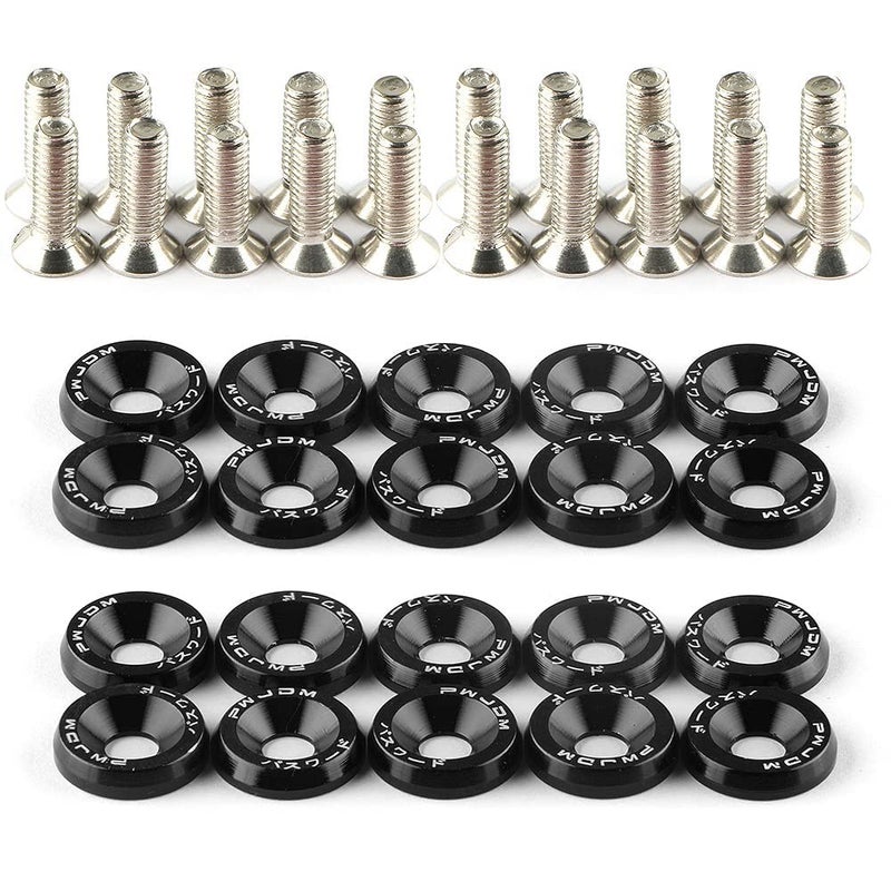 Tempsnow 20Pcs/Set Bumper Fender Washers Engine Bay Dress Up Bolts Fasteners M6 JDM Fender Washer Kit-Black - Image 1