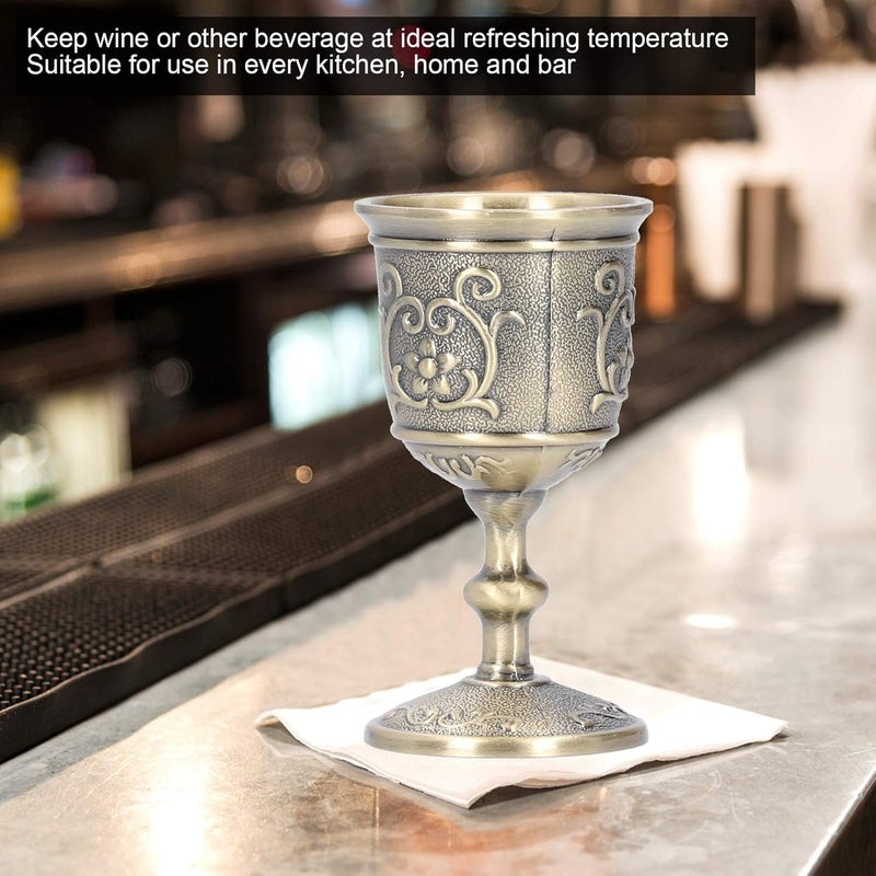 comfrt Bronze Chalice Wine Goblet, Vintage Mini Wine Glasses Embossed Copper Cup Wine Chalice with Flower Pattern, 2.9 x 1.5 x 1.5in - Image 2