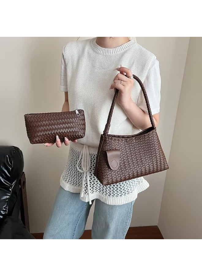 Arabest Woven Hobo Bag for Women Faux Leather Shoulder Bag Trendy Underarm Purse Slouchy Woven Handbag Tote for Work Travel - Image 4