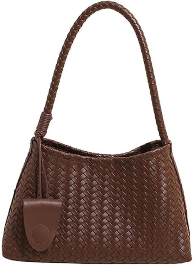 Arabest Woven Hobo Bag for Women Faux Leather Shoulder Bag Trendy Underarm Purse Slouchy Woven Handbag Tote for Work Travel - Image 1