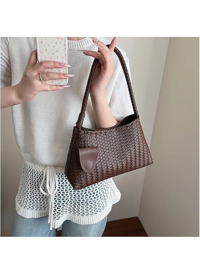 Arabest Woven Hobo Bag for Women Faux Leather Shoulder Bag Trendy Underarm Purse Slouchy Woven Handbag Tote for Work Travel - Image 2