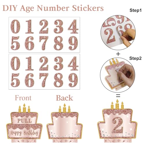 Turypaty Happy Birthday Money Gift Box with DIY Stickers for Any Age - Pink Rose Gold Surprise Birthday Party Cash Gift Box with Pull Out Card for Women Girls - A Fun Way to Present Cash as Gifts - Image 4