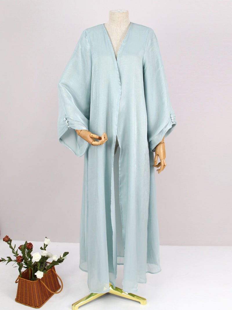 LN098 Plus Size Satin Cardigan with Lantern Sleeves - Flowing Elegant Loose Fit, Multiple Colors, Versatile Daily Outerwear