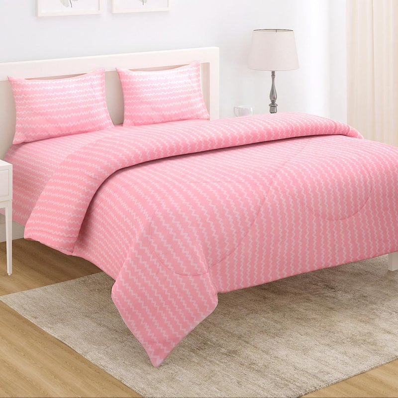 HOKIPO HOKIPO Super Soft Microfiber Double Bed Size AC Comforter/Blanket/Duvet/Bedding Set for Double Bed with 1 Flat Bedsheet and 2 Pillow Cover, 220 GSM (NEW-562-D7)  - Image 1
