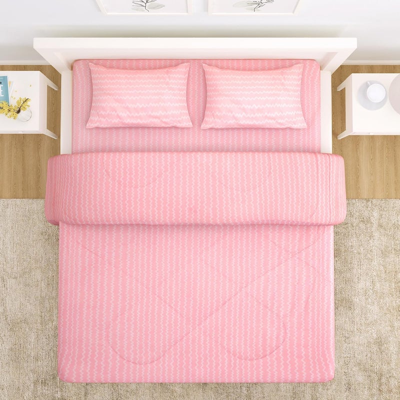 HOKIPO HOKIPO Super Soft Microfiber Double Bed Size AC Comforter/Blanket/Duvet/Bedding Set for Double Bed with 1 Flat Bedsheet and 2 Pillow Cover, 220 GSM (NEW-562-D7)  - Image 2
