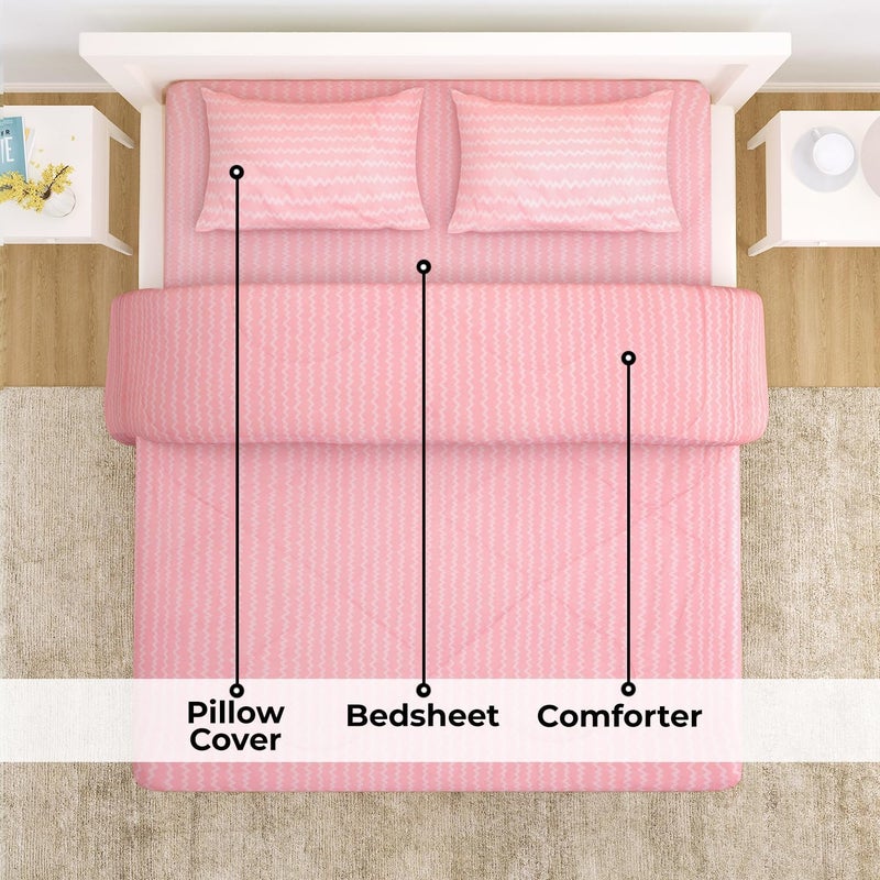 HOKIPO HOKIPO Super Soft Microfiber Double Bed Size AC Comforter/Blanket/Duvet/Bedding Set for Double Bed with 1 Flat Bedsheet and 2 Pillow Cover, 220 GSM (NEW-562-D7)  - Image 5