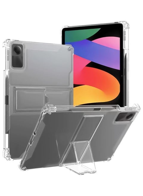 جراب شفاف بحامل لجهاز Xiaomi Redmi Pad SE 11 بوصة اللوحي 2023 جراب مقاوم للصدمات، رفيع وخفيف الوزن ومضاد للاصفرار، غطاء بمسند، مع حامل قلم رصاص - شفاف