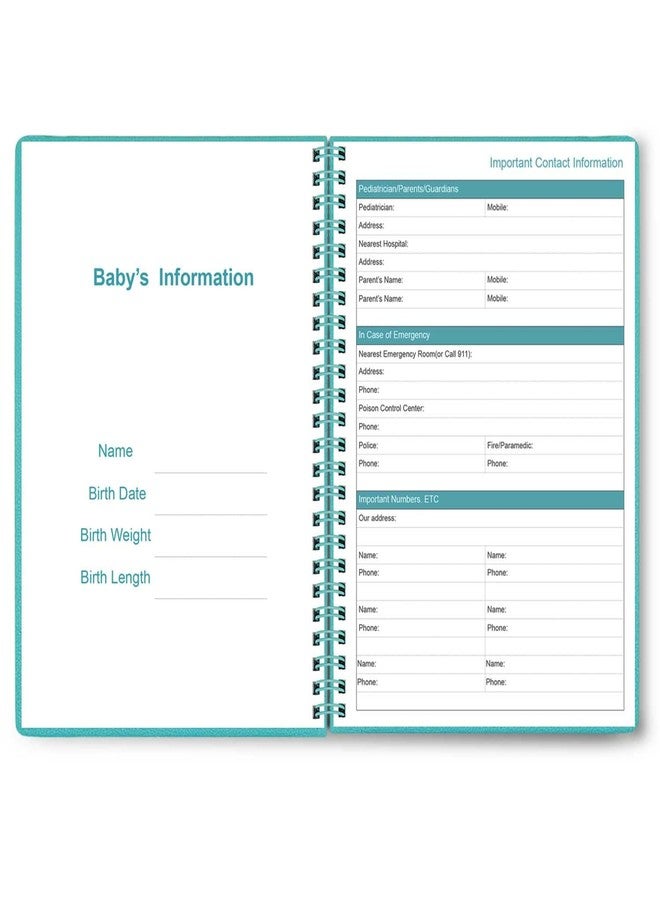 Cheericome Baby's Daily Log Book - Baby Care Planner for Newborns with 152 Easy to Fill Pages,Tracking Feed,Sleeping,Diaper,Awake Time to take Good Care of Your Newborn Baby's - Teal PU Cover - Image 5