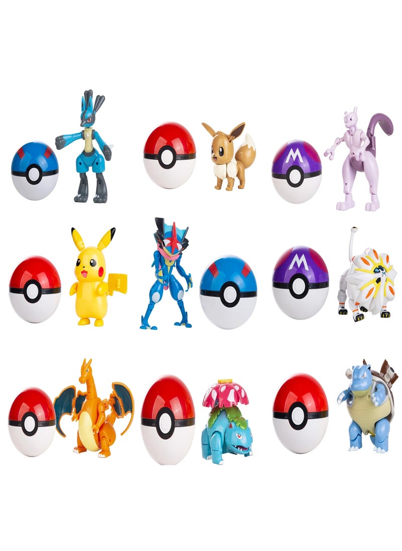 JOLLITY LLC - Pokémon Deformation Ball Assembled Toys Pikachu Lucario Charizard Eevee Anime Figure Model Decorative Gifts 1 box Random Design - Image 1