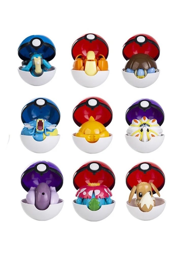 JOLLITY LLC - Pokémon Deformation Ball Assembled Toys Pikachu Lucario Charizard Eevee Anime Figure Model Decorative Gifts 1 box Random Design - Image 1