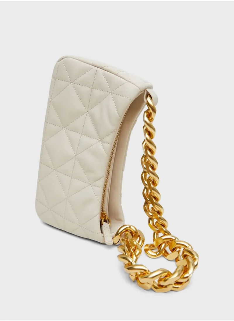 MANGO Quilted Chain Shoulder Strap