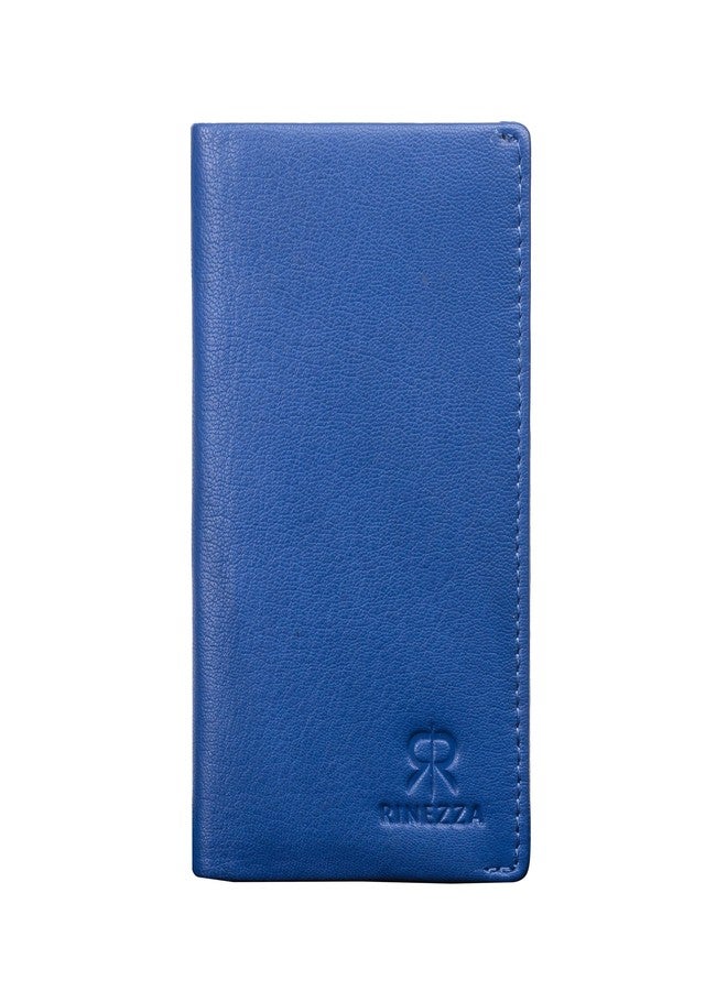RINEZZA Genuine Leather Long Wallet Holder | for Men & Women with 12 Card Slots | RFID Protected | Travel Accessories | Blue - Image 1