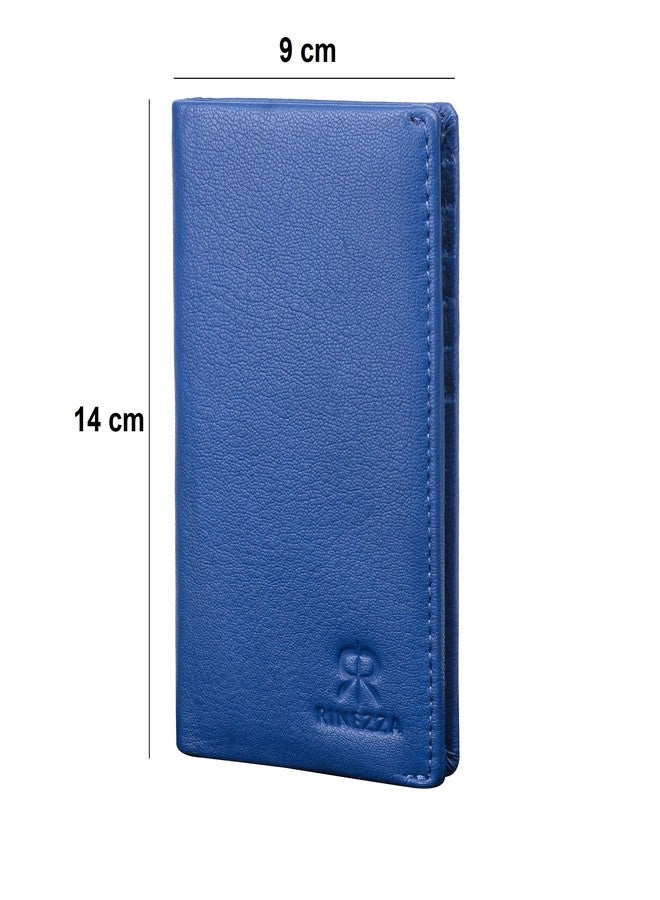 RINEZZA Genuine Leather Long Wallet Holder | for Men & Women with 12 Card Slots | RFID Protected | Travel Accessories | Blue - Image 3