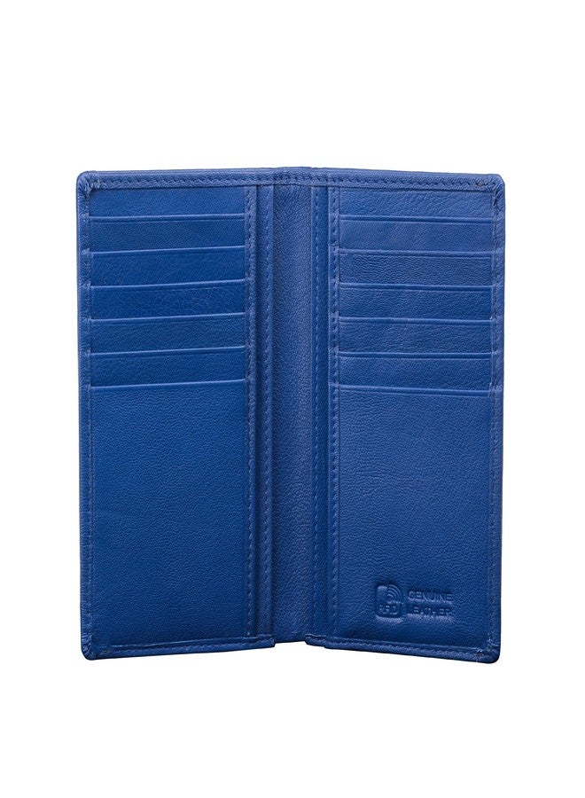 RINEZZA Genuine Leather Long Wallet Holder | for Men & Women with 12 Card Slots | RFID Protected | Travel Accessories | Blue - Image 5