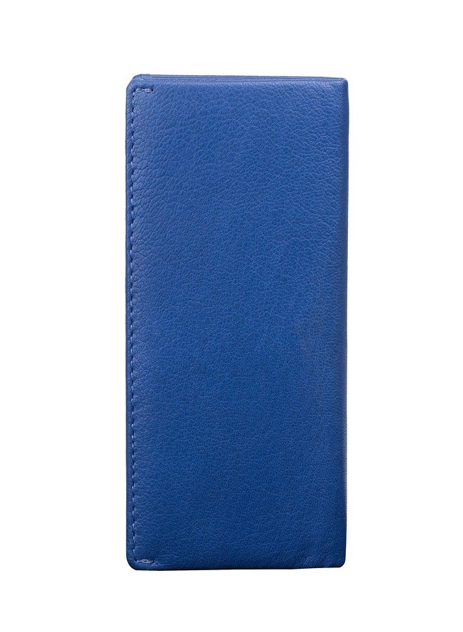 RINEZZA Genuine Leather Long Wallet Holder | for Men & Women with 12 Card Slots | RFID Protected | Travel Accessories | Blue - Image 4