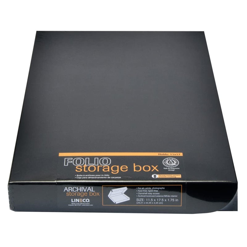 Lineco Clamshell Archival Folio Storage Box 11x17 Inch Size, Black Color Custom LIN-717-1117 - Image 3