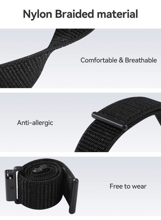 Parsonver Smart Watch Bands, Watch Bands for Men Women, 22mm watch Straps, Nylon Replacement watch Straps Compatible with Smart Watch fitness tracker Watch Sports Watch for Men Women, Black+Black Sand - Image 3
