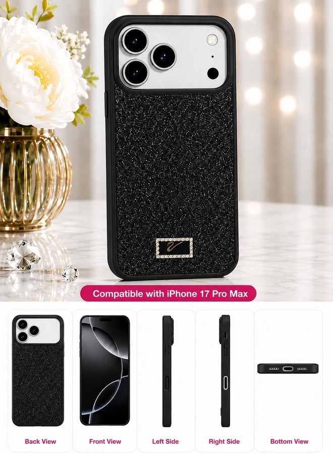 VR CREATIVE Luxury Sparkling Crystal Rhinestone Protective Phone Case Cover for Apple iPhone 17 Pro Max – Black - Image 2