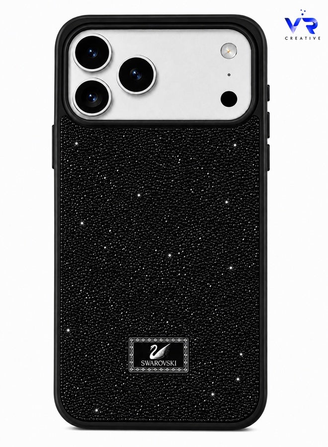 VR CREATIVE Luxury Sparkling Crystal Rhinestone Protective Phone Case Cover for Apple iPhone 17 Pro Max – Black - Image 1