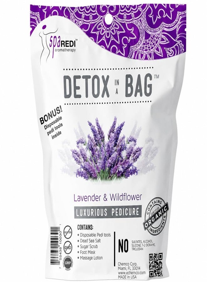 SPA REDI Detox Pedicure Foot Soak - Lavender Foot Soak for Callus Softening & Foot Fatigue Relief | Pre-Portioned TSA-Friendly Pack | DIY Pedicure Prep | Made in USA | 3.84 oz - Image 1