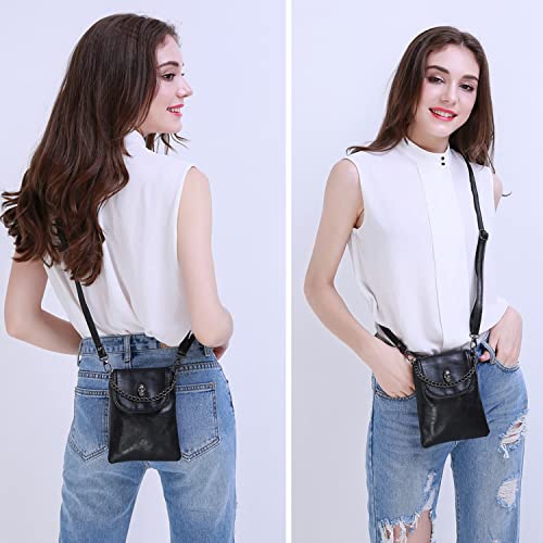 WITERY Small Crossbody Cell Phone Purse Gothic Leather Bag Shoulder Travel Purse - Image 2
