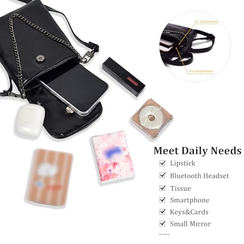 WITERY Small Crossbody Cell Phone Purse Gothic Leather Bag Shoulder Travel Purse - Image 4