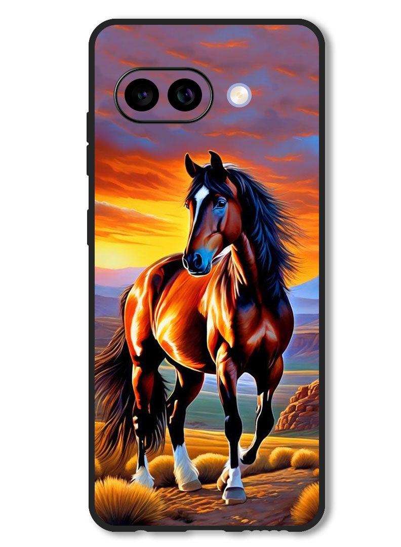 Theodor Case Compatible with Google Pixel 9A Protection Shockproof Bumper Cover Horse Painting - Image 1