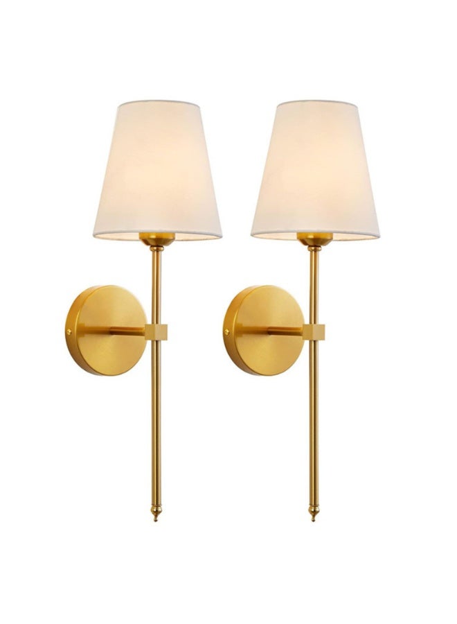 YATAI LIGHTING YATAI Modern LED Wall Light Set of 2, Golden Wall Sconce with E27 RGB Bulb & Remote Control, Dimmable Bedside Wall Lamp for Bedroom, Hallway, Living Room, Restaurant, Home Decor Lighting - Image 1