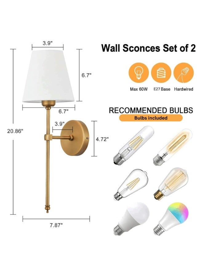YATAI LIGHTING YATAI Modern LED Wall Light Set of 2, Golden Wall Sconce with E27 RGB Bulb & Remote Control, Dimmable Bedside Wall Lamp for Bedroom, Hallway, Living Room, Restaurant, Home Decor Lighting - Image 3