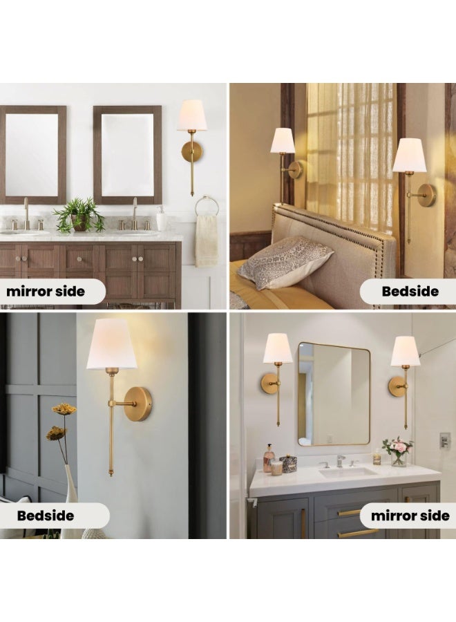 YATAI LIGHTING YATAI Modern LED Wall Light Set of 2, Golden Wall Sconce with E27 RGB Bulb & Remote Control, Dimmable Bedside Wall Lamp for Bedroom, Hallway, Living Room, Restaurant, Home Decor Lighting - Image 2