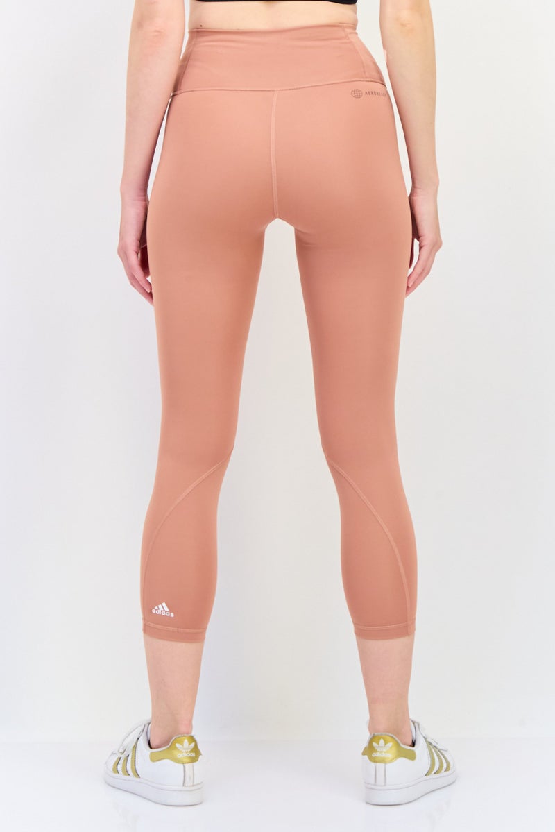 Adidas Women Tight Fit 7/8 Style Brand Logo Leggings, Peach - Image 3