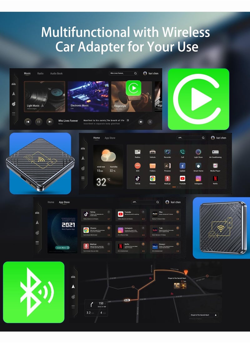 OULIYO - 2 in 1 Wireless CarPlay Adapter & Android Auto Adapter, Wireless CarPlay Dongle for OEM Factory Wired Android Auto Cars & CarPlay Cars, USB A&USB C Supports, Auto Connection, Plug & Play, No Lag - Image 1