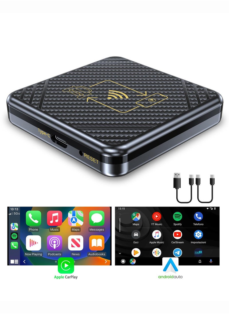 OULIYO - 2 in 1 Wireless CarPlay Adapter & Android Auto Adapter, Wireless CarPlay Dongle for OEM Factory Wired Android Auto Cars & CarPlay Cars, USB A&USB C Supports, Auto Connection, Plug & Play, No Lag - Image 1