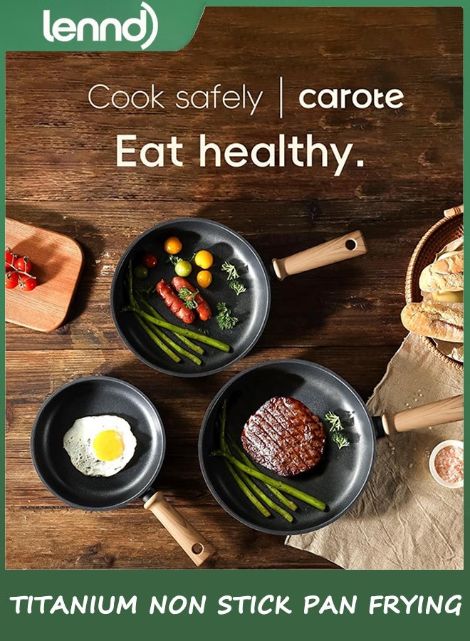 لينند مقلاة بغطاء 28 سم، مقلاة ووك بان هايبرد تيك غير لاصقة، مقلاة عميقة من التيتانيوم، مقبض يبقى باردًا، متوافقة مع جميع المواقد، أسود - Image 4